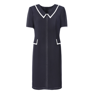 靓诺精致撞色小黑裙LL21267V