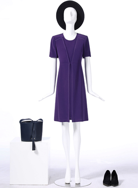 靓诺紫色不规则一片式连衣裙LL22262A