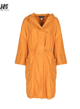 靓诺黄色风衣外套女款2024初秋新款松休闲高级感抽绳大衣LF20122A