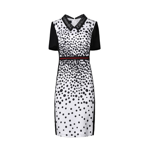 靓诺黑白点渐变连衣裙ll16237a