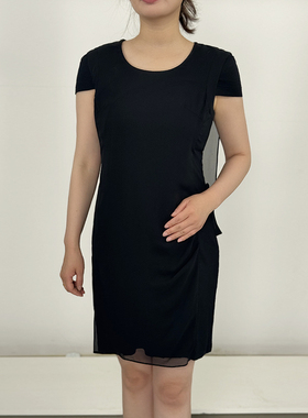 LN系列轻奢女士黑色无袖飘纱连衣裙夏季时尚休闲薄款裙子NL16291A