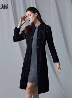 靓诺毛呢外套女中长款2024秋新款高级感女士外搭羊毛大衣LD22435A