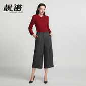 靓诺秋冬红色压褶长袖 LC16319A 洋气高档衬衫 立领口袋时尚 新年法式