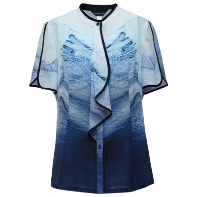 靓诺通勤印象派印花短袖衬衫