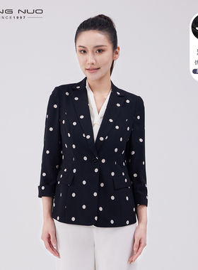 靓诺春季新款气质波点修身显瘦西装外套通勤职业上衣女LS22142A