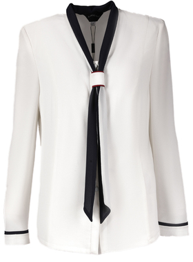 靓诺商场同款长袖衬衫女士上衣白色飘带衬衣法式设计衬衣LC19116A