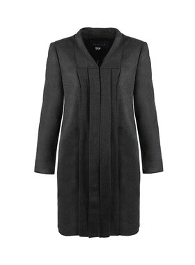 靓诺时尚气质百搭中长款外套女士通勤休闲高领前折叠外披LX15340A