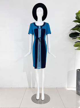 靓诺蓝拼色连衣裙LQ14427A