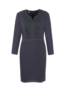 靓诺靓诺藏蓝雪青色拼接蕾丝连衣裙LL17168A