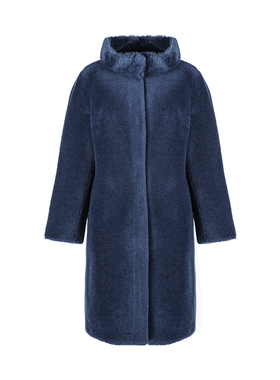 靓诺蓝色针织羊毛大衣LD20437A