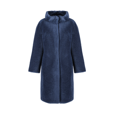 蓝色针织羊毛大衣LD20437A