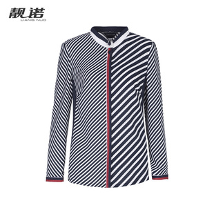衬衣女LC20119A 小立领圆领长袖 靓诺通勤ol风气质条纹衬衫 春秋款