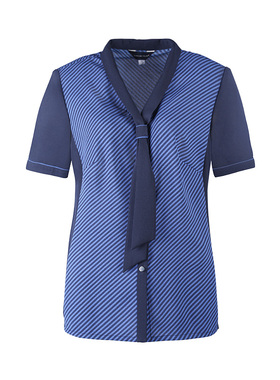 靓诺蓝色条纹飘带舒适衬衫LC23171A