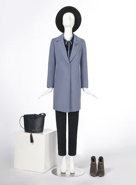 LIANGNUO靓诺孔雀蓝麦穗针风衣LF18135A