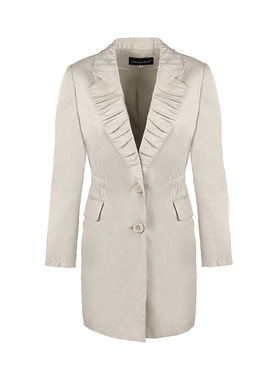 靓诺驼色压褶领风衣LS11117A