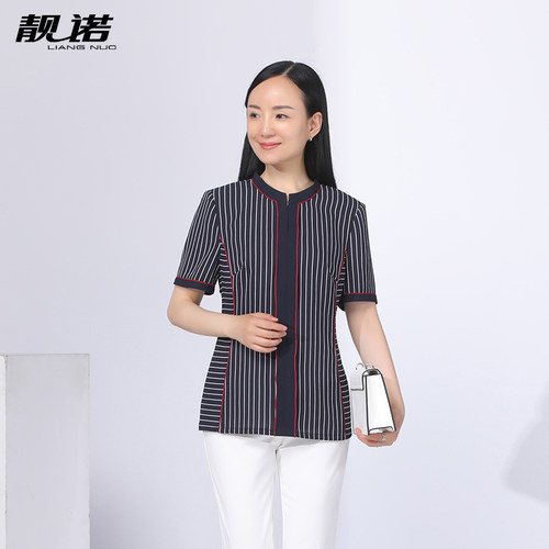 靓诺短袖通勤薄款条纹