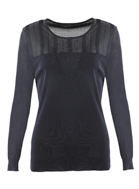 LIANGNUO靓诺藏蓝透空提花套头衫LW19150A