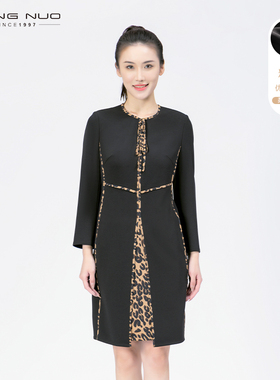 靓诺法式高级感气质长袖收腰显瘦裙子女黑色简约连衣裙LL20417B