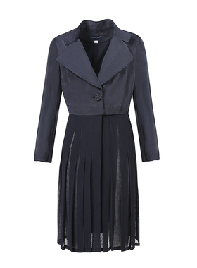 LIANGNUO靓诺同氨丝拼接压褶风衣通勤时尚女装外套春季LF15135A