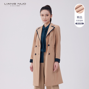 韩系Style穿搭今年流行上衣LF20126A 靓诺新款 风衣外套女春秋中长款