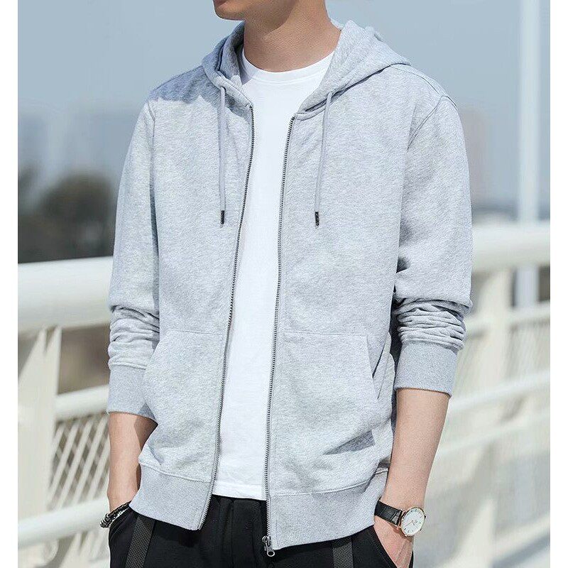 开衫卫衣男士春秋季2025新款拉链帽衫青少年情侣大码连帽夹克外套