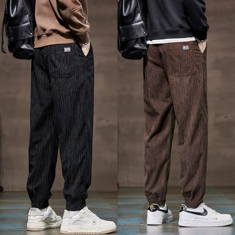 外贸出口原单尾货加绒加厚裤子男秋冬季宽松百搭工装休闲运动长裤