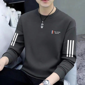 宽松港风小众百搭男生薄款 圆领t恤男韩版 潮流春秋季 上衣无帽卫衣