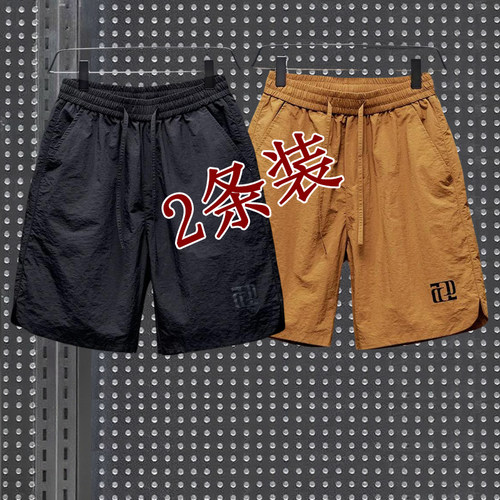 夏季短裤男宽松速干2026新款薄款透气沙滩裤子男生大码美式冰丝裤