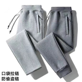 裤子男款春秋款直筒长裤2025新款冬季加绒青少年休闲运动束脚卫裤