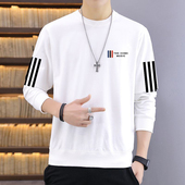 长袖 简约时尚 T恤男春秋季 宽松字母印花潮流百搭青少年运动打底衫