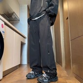 子秋冬季 加绒加厚冲锋裤 男生休闲裤 大码 男ins潮流宽松机能风美式