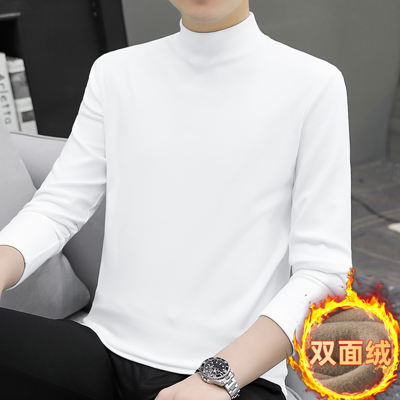 长袖男秋冬季双面德绒保暖打底上衣服ins潮流百搭青少年运动t恤衫