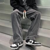 子男ins潮流春秋季 黑灰色百搭宽松运动裤 青少年直筒工装 牛仔裤 裤