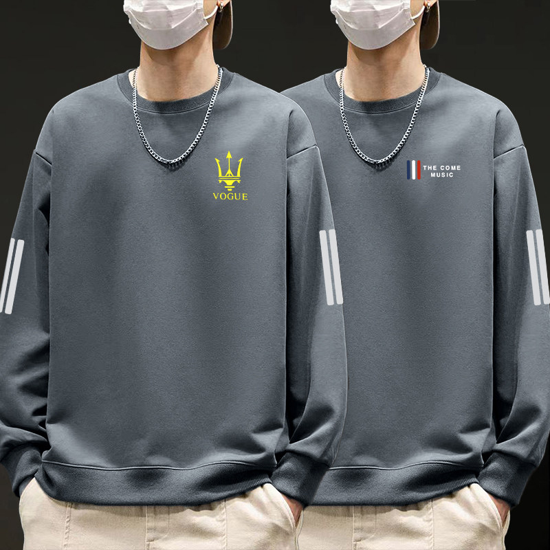 春秋t恤男宽松薄款运动衣服大码休闲港风潮流打底衫印花卫衣痞帅