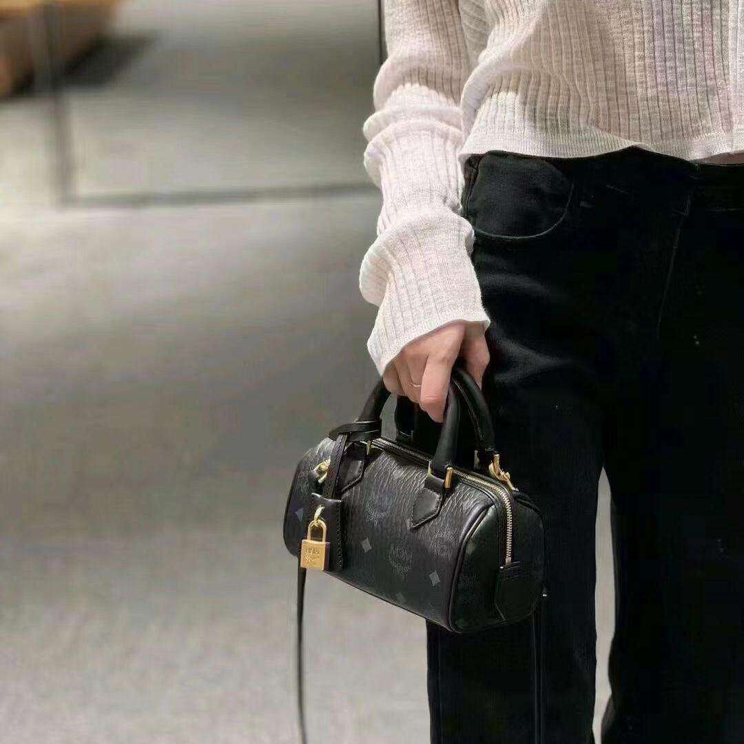 塔尖定制 ELLA 新款经典老花干邑色波士顿包TONI单肩手提女包1221