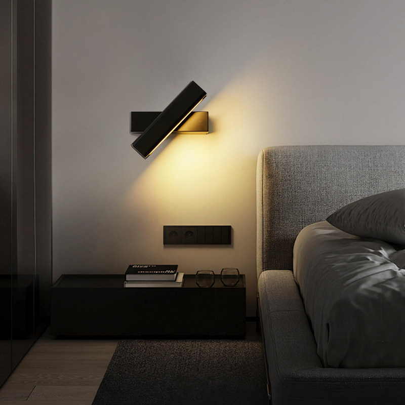 上墅后现代简约卧室床头灯北欧风350°可调节客厅过道壁灯具中山