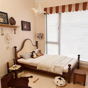 喜力美中古风男孩实木儿童床1.5米双人床法式 复古公主床女孩床