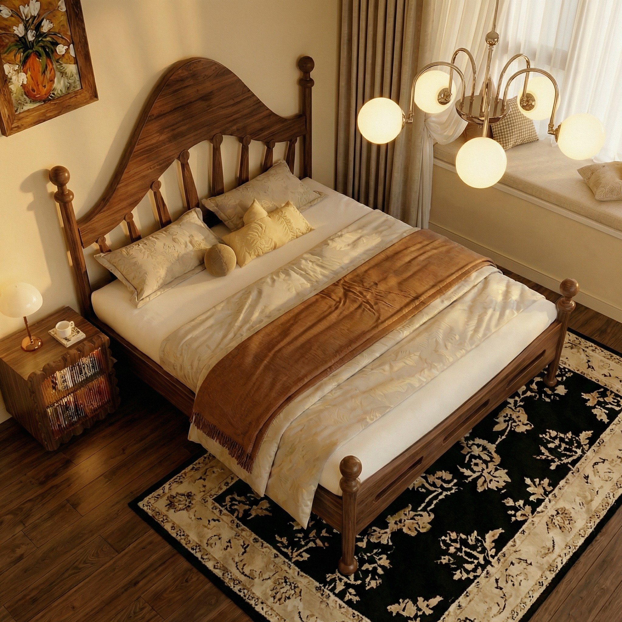 喜力美全实木大床家用1米5的床新中式床主卧高端大气中古复古床,住宅家具,儿童床/儿童抽拉床,淘宝优惠券,粉丝福利购,淘宝优惠卷