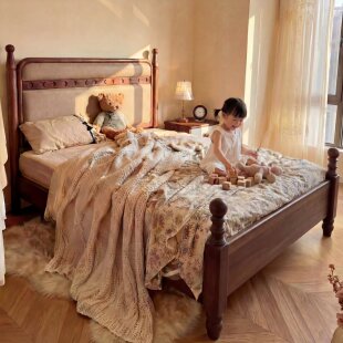 喜力美儿童床实木床男孩法式复古床1.8m床双人床美式公主床卧室床