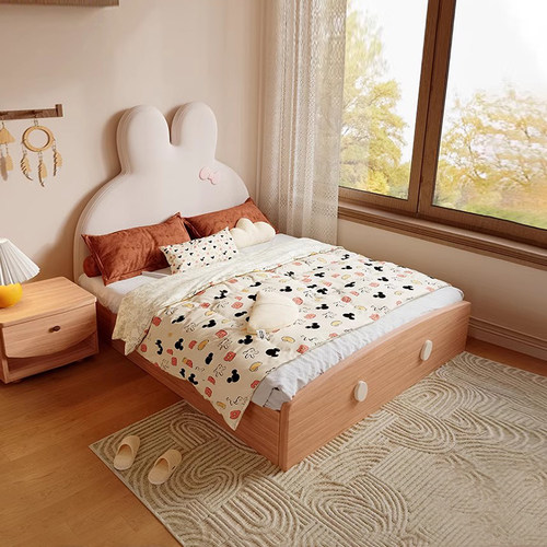 喜力美兔子床儿童实木床多功能