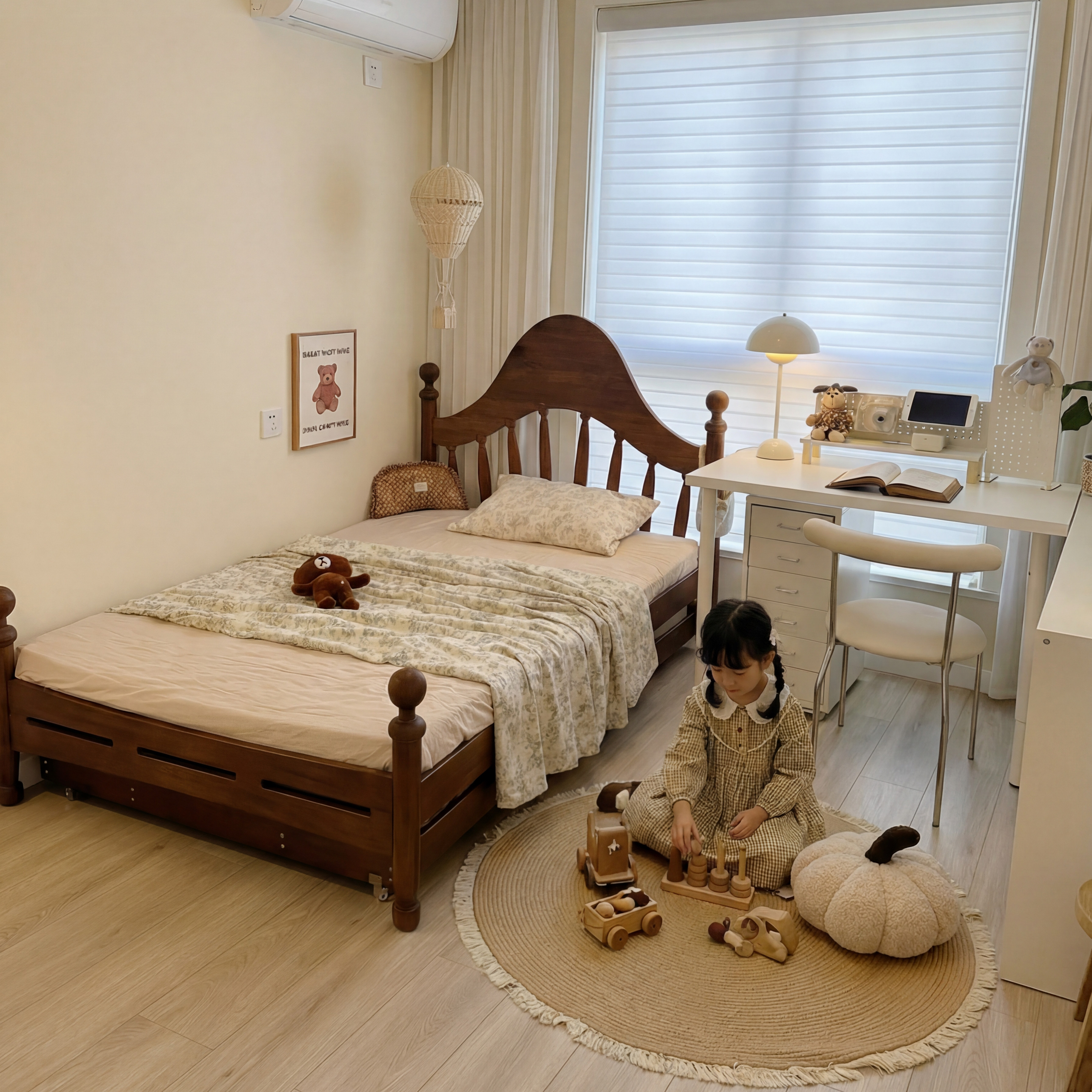 喜力美中古风儿童床小户型复古色1.5米单人床实木多功能卧室床,住宅家具,儿童床/儿童抽拉床,淘宝优惠券,粉丝福利购,淘宝优惠卷