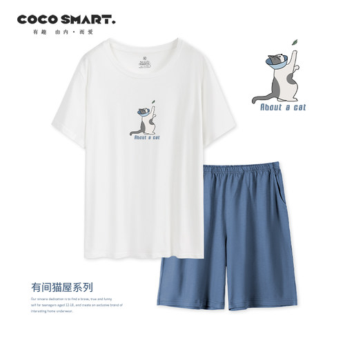 青少年纯棉短袖家居服