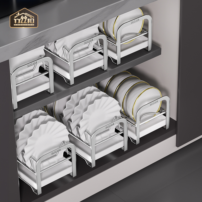 橱柜碗碟收纳架不锈钢沥水碗架