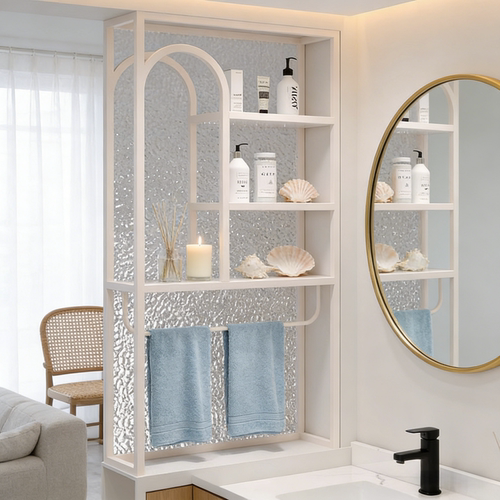 卫生间半墙隔断屏风奶油风