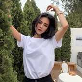 宋小妞白色t恤女短袖 正肩高级女士体恤宽松黑色 纯棉打底新款