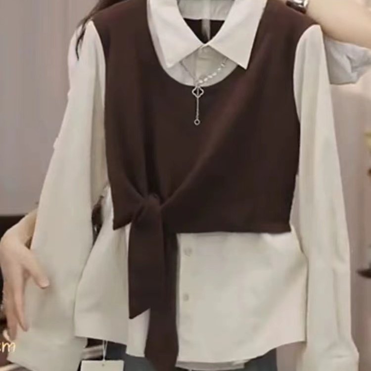 大码时尚不规则系带POLO领衬衫胖mm女春季新款显瘦拼接假两件上衣,女装/女士精品,时尚套装,淘宝优惠券,粉丝福利购,淘宝优惠卷