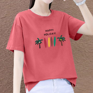 t恤女2026夏季 体恤宽松显瘦薄款 新款 半袖 小个子上衣 大码 纯棉短袖