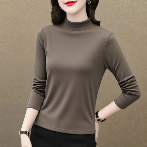 软糯亲肤打底衫女长袖T恤秋季新款洋气减龄设计感内搭半高领上衣