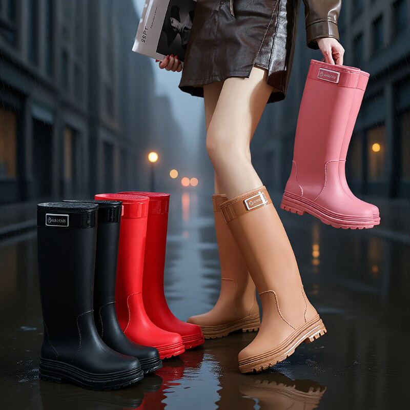 高筒雨鞋水鞋女雨靴加绒成人外穿图片