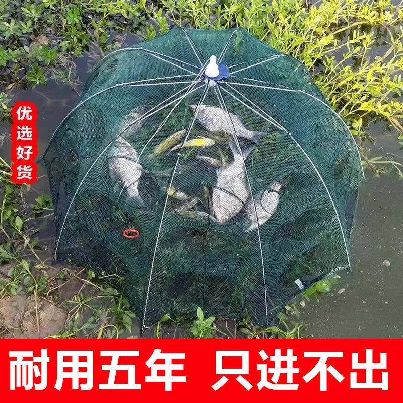 虾笼鱼网渔网折叠伞笼捕虾网捕鱼图片